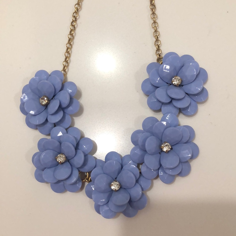 Baby blue J. Crew Floral Statement Necklace